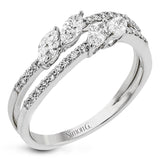 A double layer of diamonds, please! This lovely 18k gold ring is set with two rows of diamonds with four marquise cut diamonds as the main attraction.