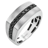 This substantial 14k yellow gold men's band is highlighted by a bold line of .63 ctw of black diamond through the center.