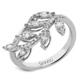 18K yellow gold fashion ring from our nature collection, in a leaf design is sprinkled with diamonds 0.45 ctw., representing morning dew.