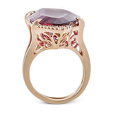 A one-of-a-kind 18k rose gold ring setting has been custom created for this stunning geometric 18.80 ct rubellite