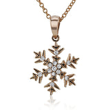 Outshine the brightest winter snow in this sparkling snowflake pendant crafted from 18k white gold and set with .07 ctw of white diamonds.