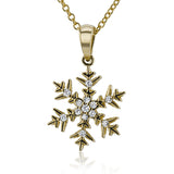 Outshine the brightest winter snow in this sparkling snowflake pendant crafted from 18k white gold and set with .07 ctw of white diamonds.