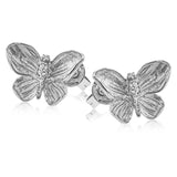 These charming butterfly earrings alight on the ears, crafted in 18k yellow gold with .12 ctw of white diamonds.