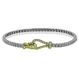 This excellent addition to our Buckle Collection features a yellow gold buckle clasp set into a white gold bracelet, all covered in 1.00 ctw of white diamonds.