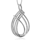 This teardrop shaped pendant is set with .31 ctw of diamonds in 18k white gold.