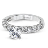 This engagement ring is sure to shine, with a classic straight design set with .75 ctw of white side diamonds.