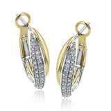 These bold earrings create a statement by combining 18k yellow and white gold, accented by .46 ctw of white diamonds.