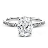 This 18k white gold engagement ring is perfect for an oval center stone, accented by .32 ctw of white diamonds.