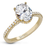 This 18k white gold engagement ring is perfect for an oval center stone, accented by .32 ctw of white diamonds.