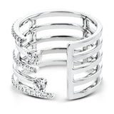 This innovative ring design displays .36 ctw of white diamonds in a layered look.