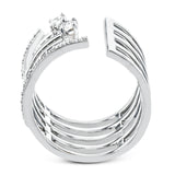 This innovative ring design displays .36 ctw of white diamonds in a layered look.