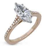 Simple yet stunning, this graceful engagement ring is made for a marquise cut center stone and is set with .16 ctw of white diamonds.