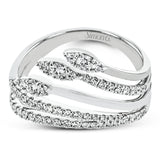This 18k gold ring features .50 ctw of round white diamonds in a modern design.