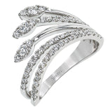 This 18k gold ring features .50 ctw of round white diamonds in a modern design.