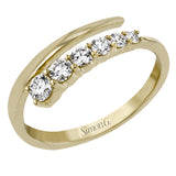 This dynamic 18k gold ring adds the perfect accent to any outfit with .38 ctw of diamonds in a graduated line.