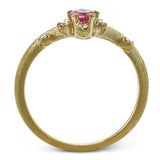 This 18k yellow gold ring provides the ideal sparkle with a .28 ct spinel and .09 ctw of white diamonds.