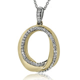 Intwined 18k gold and white diamonds form a never-ending circle in this charming pendant.
