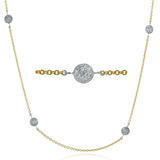 18K Two-tone necklace with 6 white gold diamond stations 0.59 ctw on yellow gold chain, 18