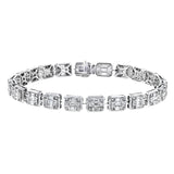 This remarkable 18k white gold bracelet is set with rectangular mosaics of diamonds, creating a completely unique look.