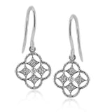 These earrings are perfect for everyday wear with a two-tone gold patterns set with .08 ctw of sparkling white diamonds.