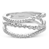 This wavy 18k white gold ring creates a modern look with .56 ctw of white diamonds.