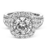 This engagement ring is set to stun with an astonishing 1.07 ctw of princess cut diamonds alongside .99 ctw of round diamonds creating a statement effect.