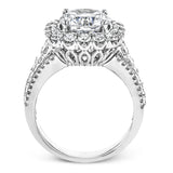 This engagement ring is set to stun with an astonishing 1.07 ctw of princess cut diamonds alongside .99 ctw of round diamonds creating a statement effect.