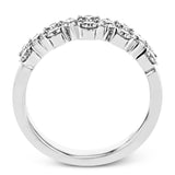 This ring features and expanse of .84 ctw of offset diamonds, creating a geometric look that can pair with any look.