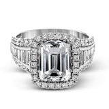 This gorgeous engagement ring makes quite the appearance with .83 ctw of round diamonds along with .83 ctw of baguette diamonds.