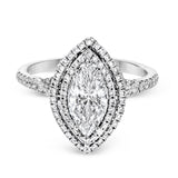 This beautiful, classic style setting features a double halo design built for an oval center stone. It contains .40 ctw of side diamonds.