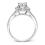 This beautiful, classic style setting features a double halo design built for an oval center stone. It contains .40 ctw of side diamonds.