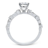 This beautiful vintage-inspired engagement ring design is built for an oval center stone and contains the perfect touches of .28 ctw of white diamonds in its midst.