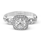 Reflecting a lovely romantic design, this white gold classic engagement ring features .16 ctw round cut white diamond accents.