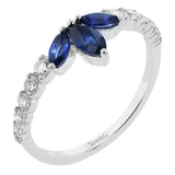 This 18k white gold ring creates the look of two rings in one, with a center design of .66 ctw of sapphires accented by .61 ctw of white diamonds.