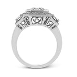 Make a bold statement with this diamond ring from the mosaic collection. Set in 18k white and rose gold, this ring features over 3cttw of white diamonds and .18cttw pink diamonds.
