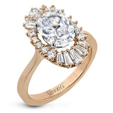 This stunning 18K WG engagement ring is inspired by a ballerinas skirt and features 0.21 ctw RD diam and 0.62 ctw of baguettes, surrounding the center