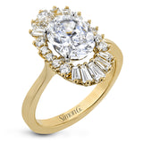 This stunning 18K WG engagement ring is inspired by a ballerinas skirt and features 0.21 ctw RD diam and 0.62 ctw of baguettes, surrounding the center