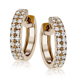 Double the love with these 18k rose gold hoop earrings that feature a double line of white diamonds that total .53 ctw.