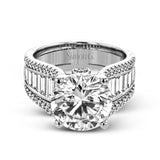 Crafted from 18k white gold, this modern engagement ring commands attention with 1.48 cttw of Baguette diamonds in combination with .39 cttw of round diamonds.