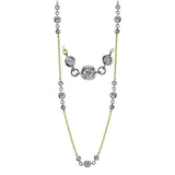 Contemporary and stylish, this necklace design contains 1.00 ctw of white diamonds in various sizes set with 18k white and yellow gold.