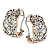 Diamonds climb up rose gold structures like vines on a trellis in these intricately detailed hoop earrings.