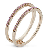 This remarkable set provides the looks of three rings, with a yellow gold ring guard set with yellow diamonds that encompasses the center white gold engagement ring.