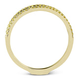 This remarkable set provides the looks of three rings, with a yellow gold ring guard set with yellow diamonds that encompasses the center white gold engagement ring.