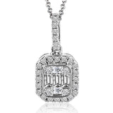 A true classic, this 18k white gold pendent features .28cttw white diamonds.