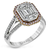 18K white and rose gold ring featuring 1.23cttw diamonds and .15cttw  natural pink diamonds to create an iconic ring.