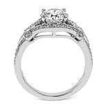 This absolutely exquisite white gold engagement ring dazzles the eye with .38 ctw of round white diamonds in a glamorous, vintage-inspired setting.