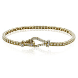 This 18k white gold bracelet makes quite a statement with a buckle clasp and a full 1.00 ctw of white diamonds.