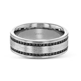 The clean, modern design of this wedding band features an impressive 1.20 ctw of black diamonds in two rows against a brushed grey gold background.