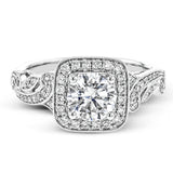 This dazzling, vintage-inspired white gold ring balances organic and geometric shapes with the help of .28 ctw of round white diamond accents.