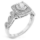 This dazzling, vintage-inspired white gold ring balances organic and geometric shapes with the help of .28 ctw of round white diamond accents.
